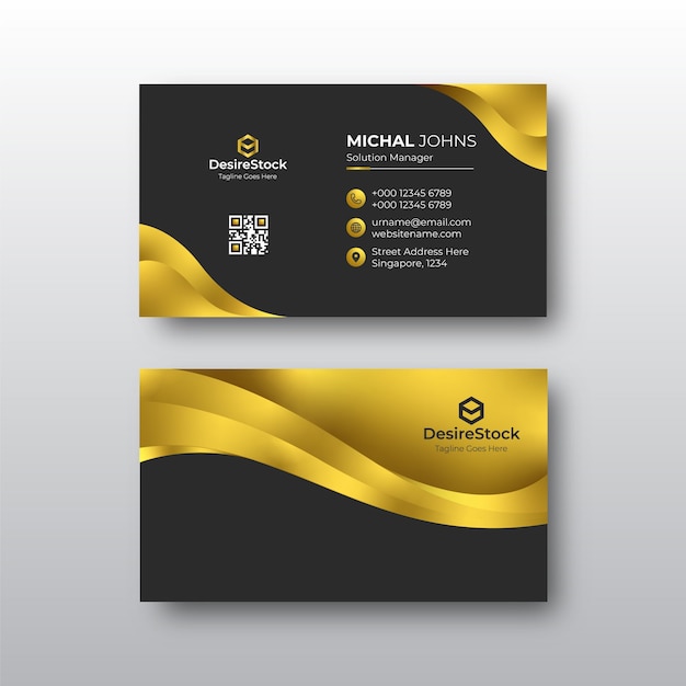 Vector luxury golden wave business card