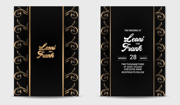 Luxury golden wedding invitation template