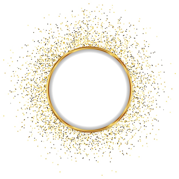 luxury golden white circle round badge text box background banner with gold dots