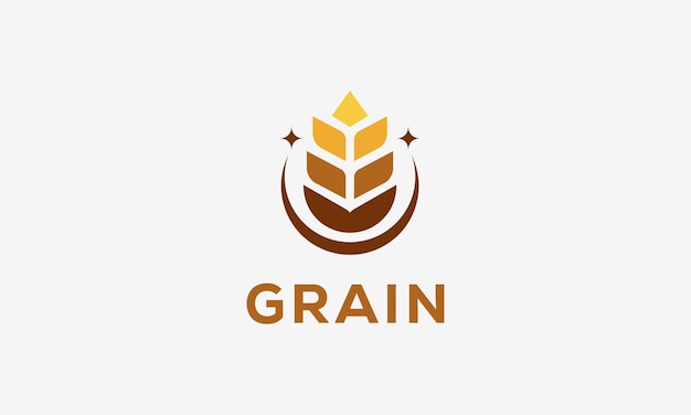 Vettore concetto di lusso del logo del grano del grano, icona di vettore del modello di logo del grano di agricoltura