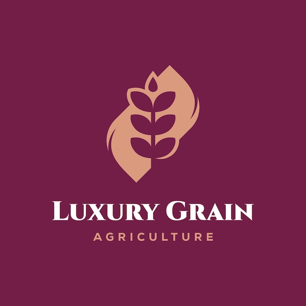 Concetto di logo di grano di grano di lusso icona vettore modello di logo di grano agricolo