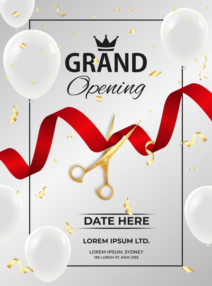 Vector luxury grand opening with attractive red ribbon with exclusive look