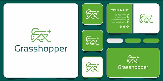 Роскошный зеленый логотип линии grasshopper