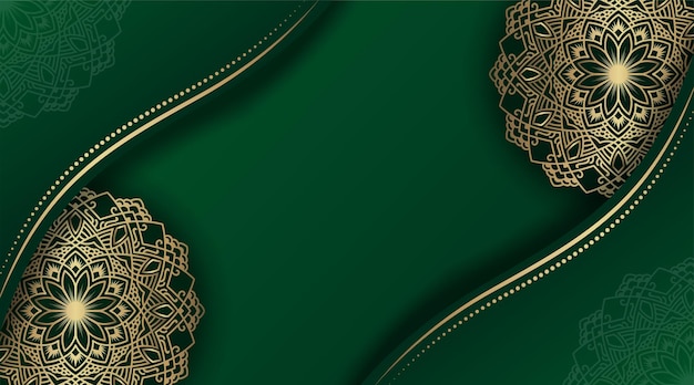 Luxury green background with golden mandala