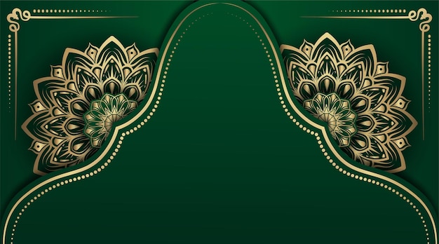 Luxury green background with golden mandala