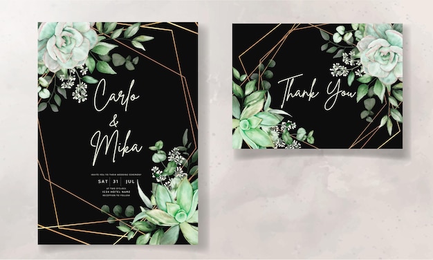 Luxury greenery wedding invitation card floral