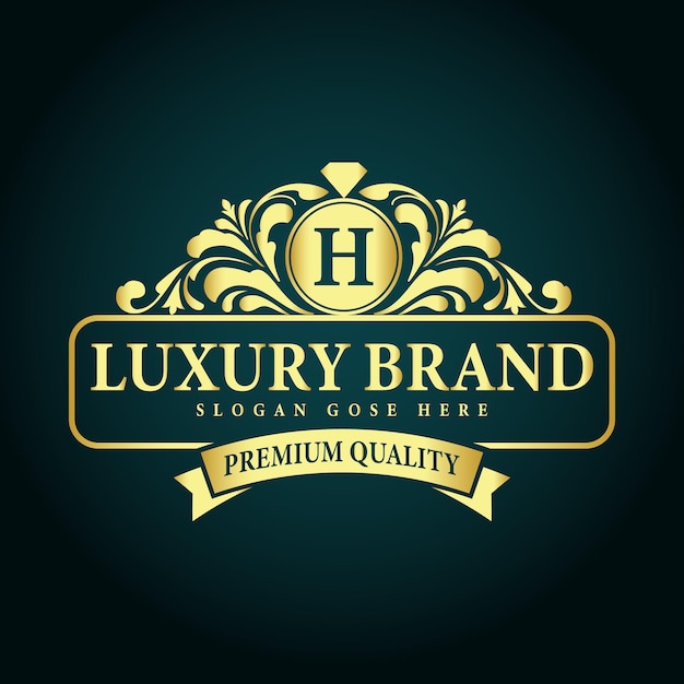 Vector luxury h brand design, luxury h logo design concept for your royal brand