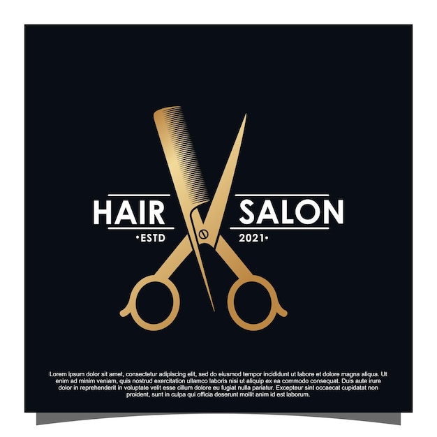 Luxury hair salon logo design premium vector