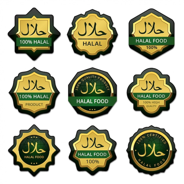 Vector luxury halal food badges labels collection