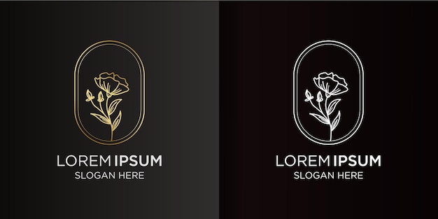 Luxury hand drawn floral decoration design logo