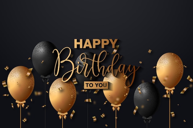 Vector luxury happy birthday background with a realistic balloons vector