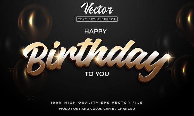 luxury happy birthday horizontal banner template with editable text 3d style effect