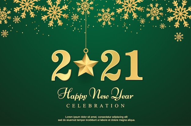 Vector luxury happy new 2021 year with star background.