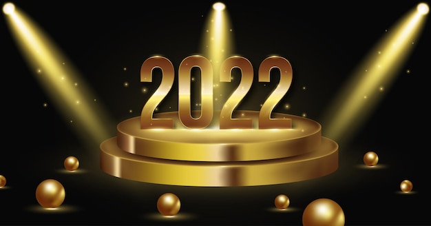 금 연단 디자인 일러스트와 함께 럭셔리 새해 복 많이 받으세요 2022