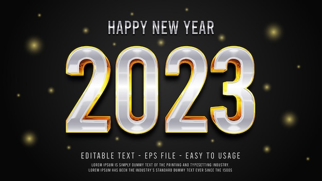 벡터 3d 스타일로 럭셔리 새해 복 많이 받으세요 2023 텍스트 효과