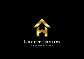 Luxury home h gold color logo template