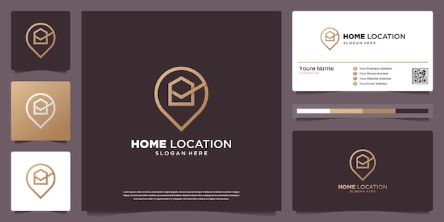豪華な家の場所のロゴのデザインテンプレートと名刺のデザイン
