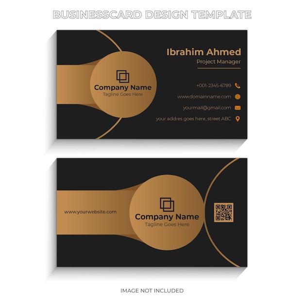 Luxury horizontal business card template with golden gradiant