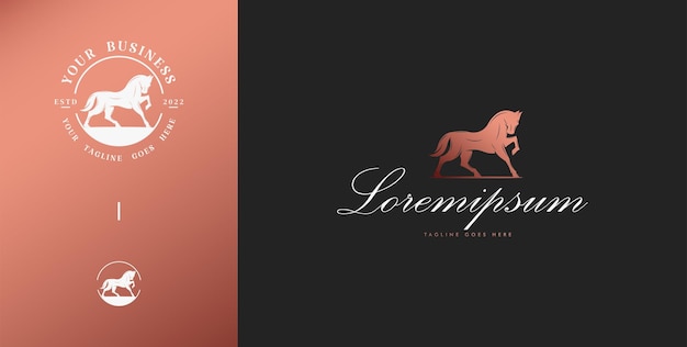 Luxury horse logo in dark gold color