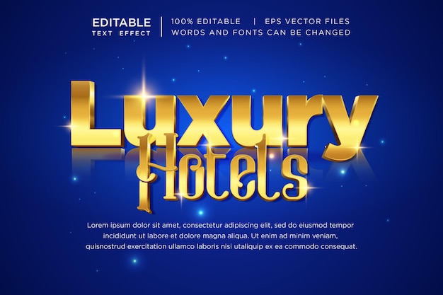Luxury hotel 3d golden typography text effect
