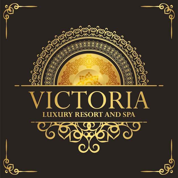 Luxury hotel label template. Trendy vintage royal ornament.