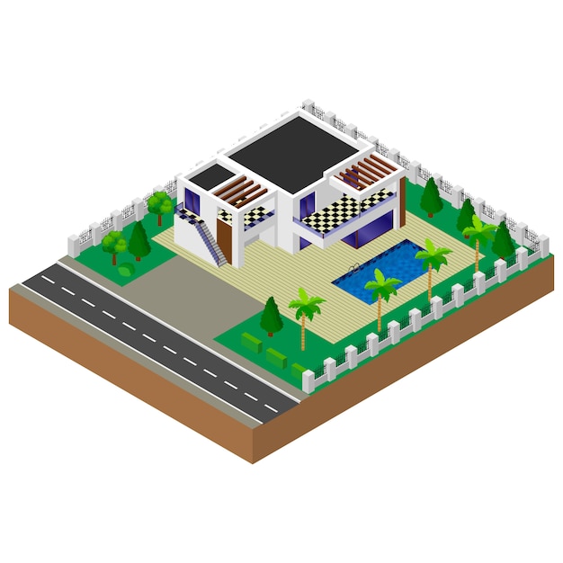 Vector luxury house. building. isometric.