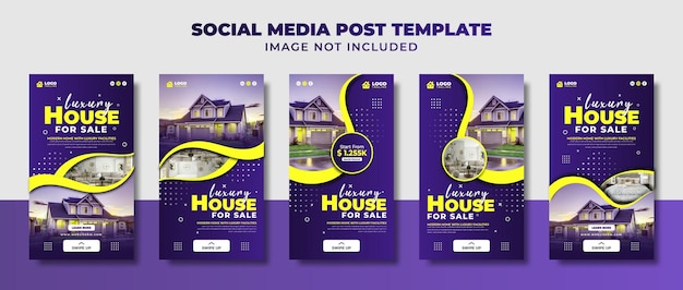 Luxury House For Sale Social Media Instagram Story, Flyer And Banner Template For Promotion