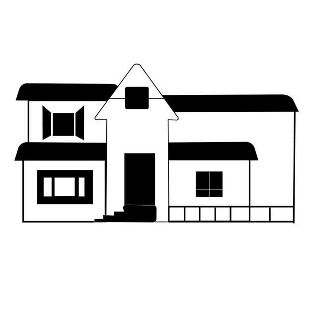 luxury house vector design illustration in black and white colors suitable for logos icons