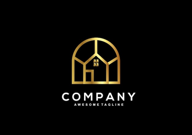 Luxury HOUSE with gold color logo template