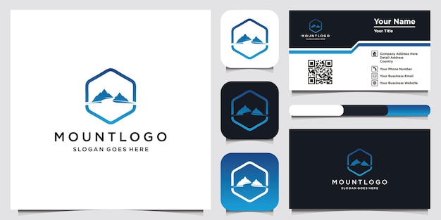 Luxury icon template modern mountain logo design and business card