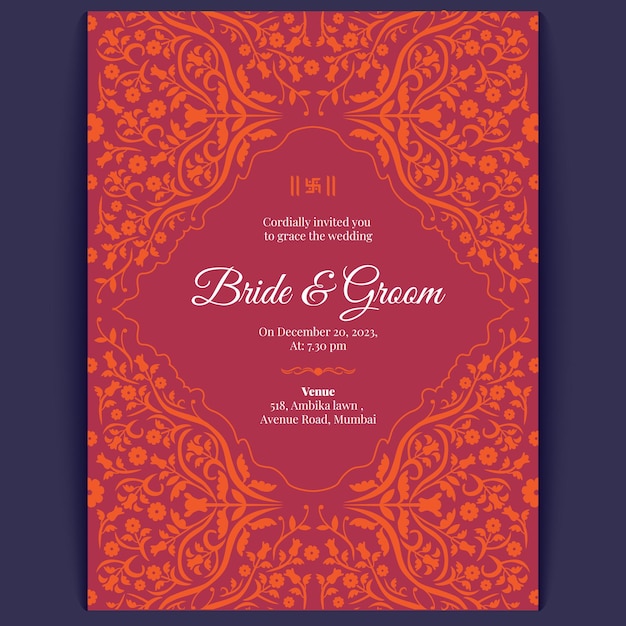 Vector luxury indian wedding card design wedding invitation template