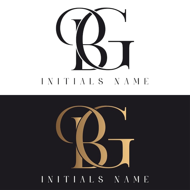 Vector luxury initial bg or gb monogram text letter logo design