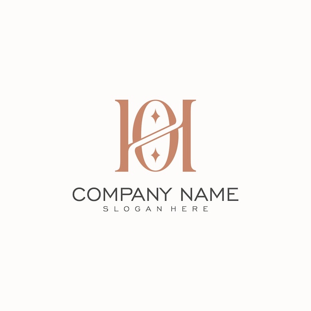 Vector luxury initial ho or oh monogram text letter logo design