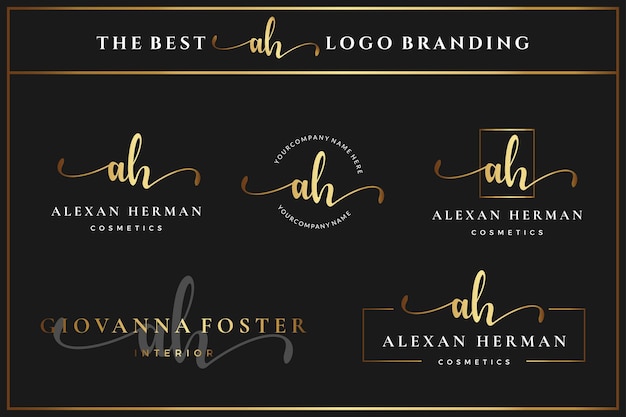 Luxury Initial letter AH A monogram logo for beauty fashion boutique design template collection