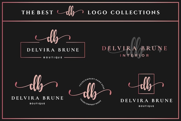 Luxury Initial letter DB D monogram logo for beauty fashion boutique design template collection