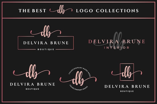 Luxury Initial letter DB D monogram logo for beauty fashion boutique design template collection