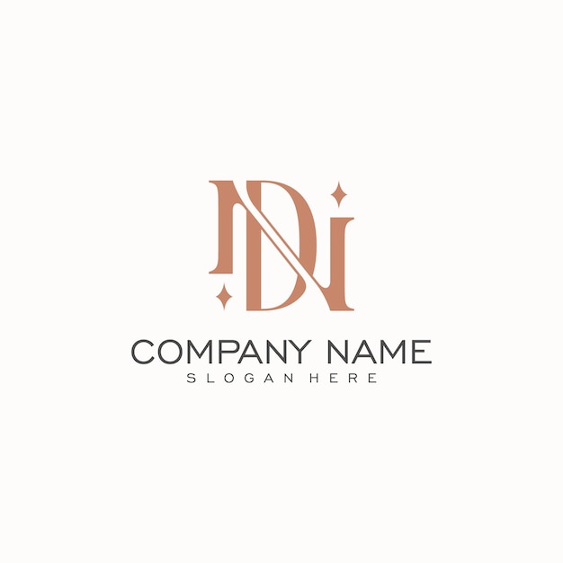 Vector luxury initial nd or dn monogram text letter logo design