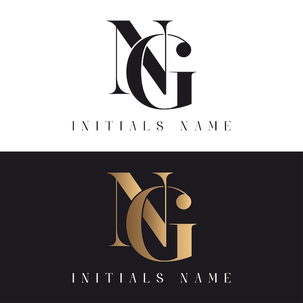 Vector luxury initial ng or gn monogram text letter logo design