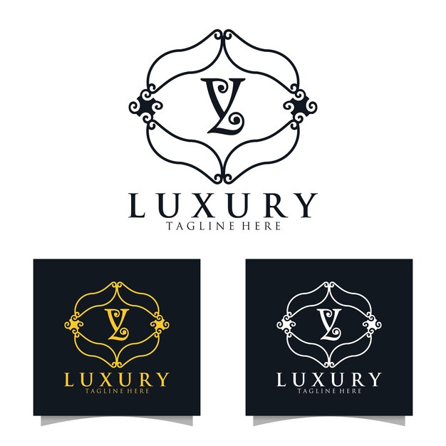 Vettore modello di logo y iniziale di lusso per ristorante royalty boutique cafe hotel gioielli araldici ecc