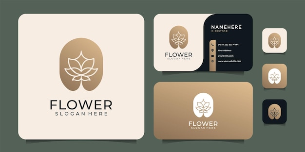 Luxury inspirational gradient shape flower logo with business card design