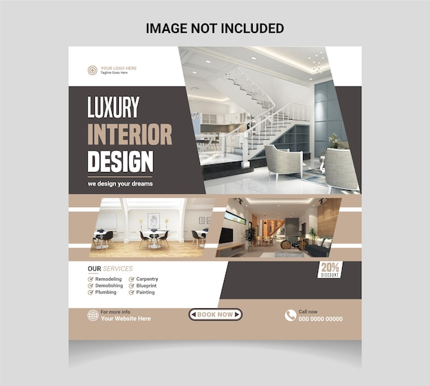 Vector luxury interior design social media post