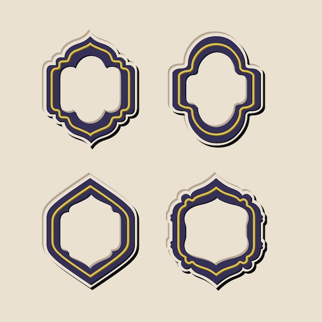 LUXURY ISLAMIC FRAME TEMPLATES BACKGROUND SET. LUXURY VINTAGE BADGE DESIGN SET