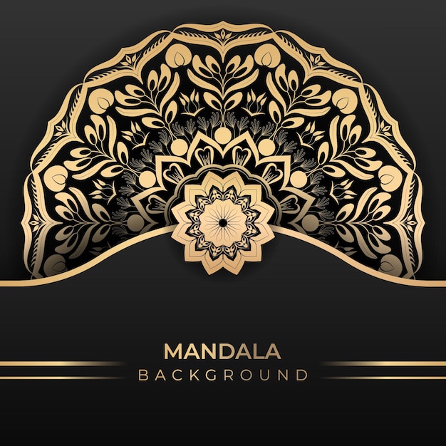 Luxury islamic mandala art background in gold color style 