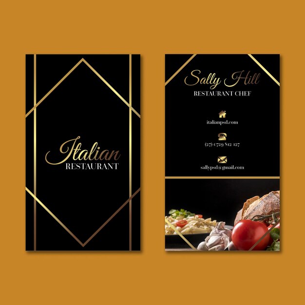 Luxury italian food vertical business card template