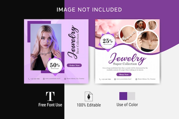 Luxury Jewelry love social media instagram post banner or square flyer sale  design template