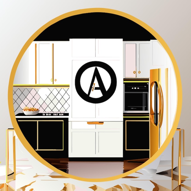 Vector luxury kitchen cabinet only a logo with letter a vector illustration