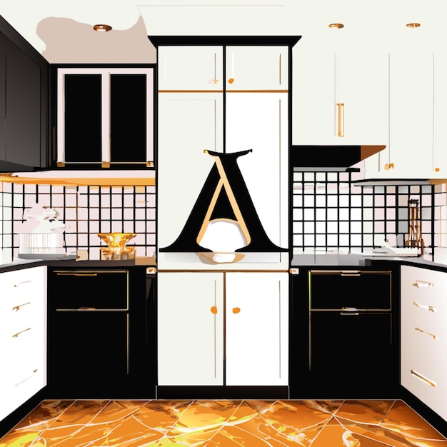 Vector luxury kitchen cabinet only a logo with letter a vector illustration