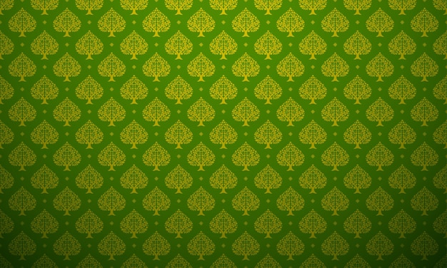 Luxury Lai Thai pattern green and gold theme background vector