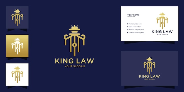 Luxury law king logo with line art concept