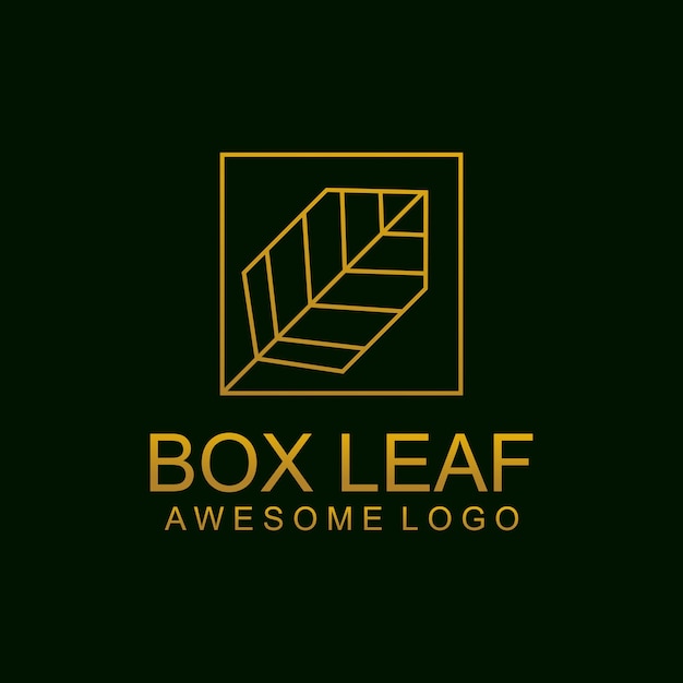 Luxury leaf box line logo illustration